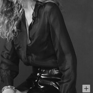 NWT J. Crew Elegant Black Sheer Organza Womens 0 Long Sleeve Button Up Top BU667